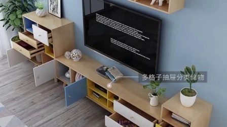 Sala de estar de madera moderna, oficina, hogar, hotel, juegos laterales pequeños, soportes para TV, mesa de centro