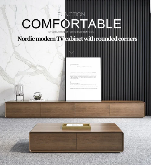 Mueble de TV nórdico moderno con esquina redonda para sala de estar