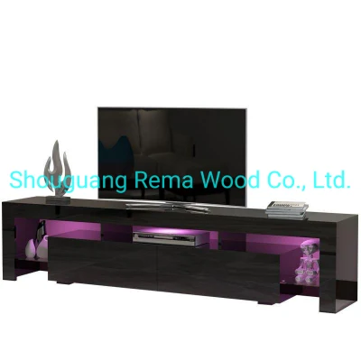 Gran oferta, soporte de madera para TV, mesa de té, mueble de TV, consola con luz LED